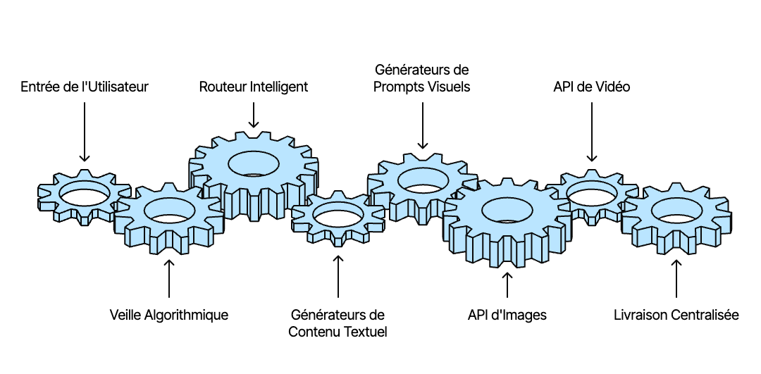 Vue d'ensemble de mon workflow d'intelligence artificielle.